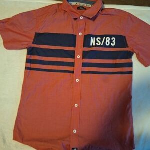 Nautica Kids Coral and Navy Button Down Shirt